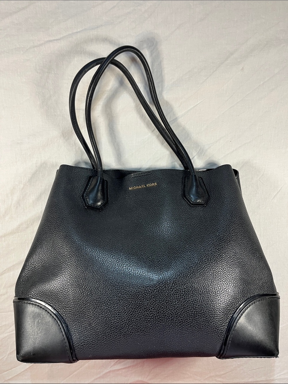 Michael Kors Mercer Gallery MD Center Zip Tote Black Leather Bag